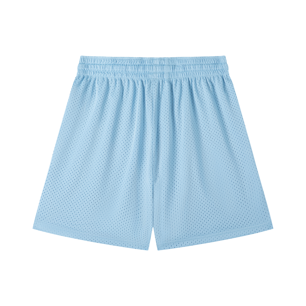 Triple Sword Sky Blue Mesh Drawstring Shorts