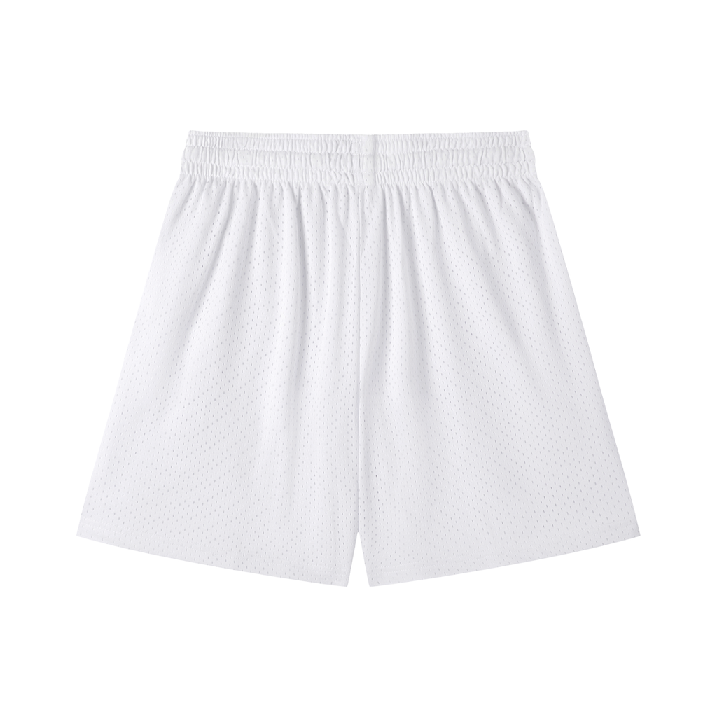 Triple Sword White Mesh Drawstring Shorts